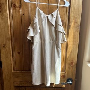 Off the shoulder nude suede dress